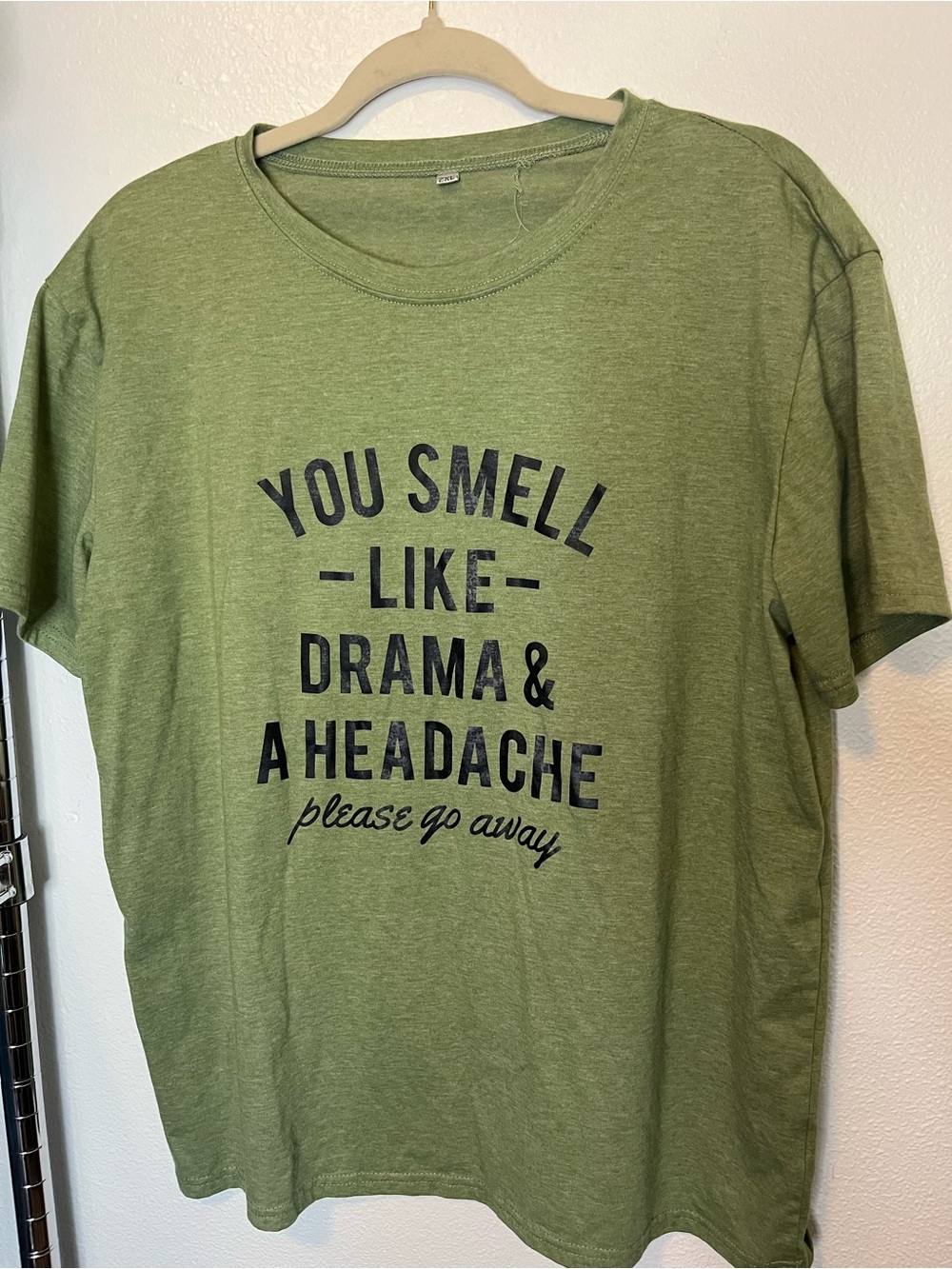 Olive Green Graphic Short-Sleeve Tee - 'You Smell Like Drama & A Headache'